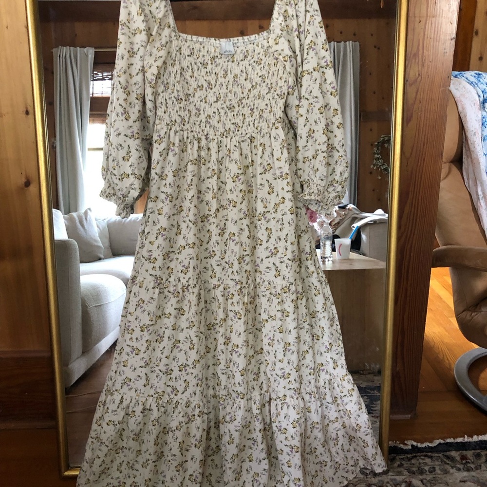 Pinkblush Cream Floral Midi Dress
